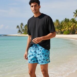 New with tag Men’s Spicy Tuna Blue Palm Tree Swim Shorts in size xlg